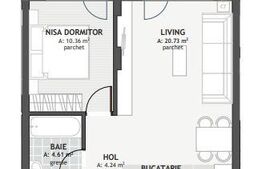 Apartament cu 2 camere, 45 mp, zona Centrală