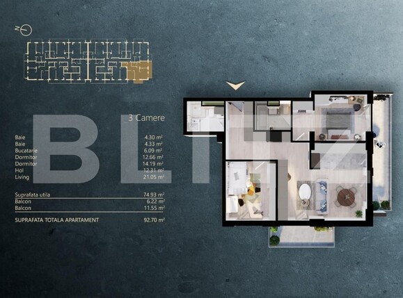 Apartament de vânzare 3 camere Iris - 145289AV | BLITZ Cluj-Napoca | Poza1