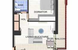 2 camere, 49,63 mp, semifinisat, imobil nou, zona Polus Center