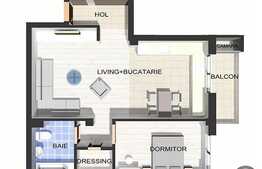 2 camere, 60,37 mp, semifinisat, zona Polus Center