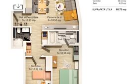 Exclusivitate! Comision 0%!  - 3 camere, 68.75 mp, zona Parcul Central 