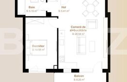 Apartament 2 camere cu CF, 53,68 mp + balcon 8,25 mp, zona Vivo