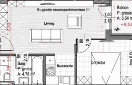 Apartament,  1 camera,  37 mp, finisat zona Sopor