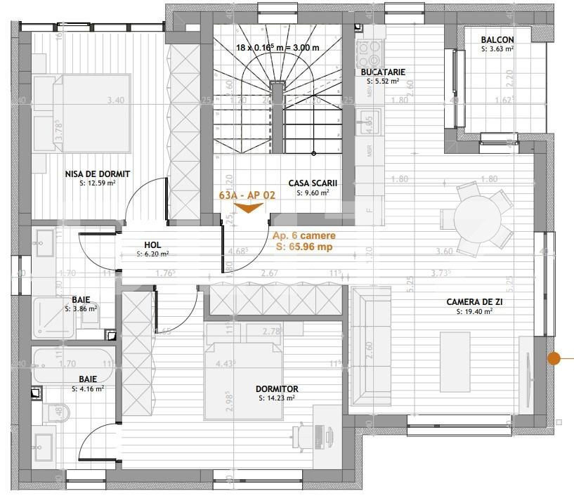 Apartament 3 camere, terasa de 60mp, parcare, zona Ira 