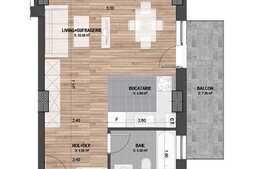 1 camera, 42,09 mp, semifinisat, imobil nou, zona Iulius Mall!