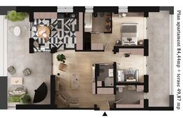 Penthouse cu 3 camere, 3 bai, terase 160 MP, zona Vivo