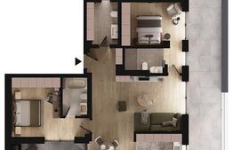 Penthouse cu 3 camere, 3 bai, terase 270 MP