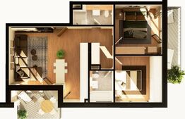 Apartament 3 camere, 69 mp, 2 balcoane, constructie noua, zona Dunarii 