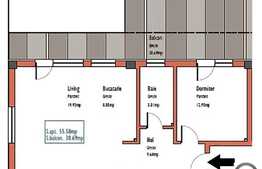 2 camere, 55,58 mp utili, semifinisat, zona strazii Intre Lacuri