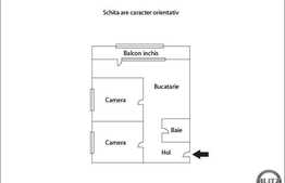 Vanzare apartament 2 camere, 44,80 mp, parcare, zona strazii Bisericii Ortodoxe