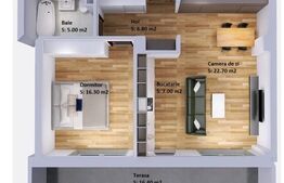 Apartament 2 camere, 58 mp, finisat, incalzire in pardoseala, terasa, zona Vivo