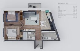 Apartament cu CF , 3 camere, 64 mp utili, etaj intermediar, Dambul Rotund