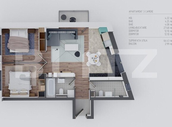 Apartament de vânzare 3 camere Dambul Rotund - 153910AV | BLITZ Cluj-Napoca | Poza8