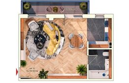 Garsoniera de 40 mp, 6 mp balcon, parcare subterana