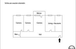 3 camere, 62 mp, decomandat, etaj intermediar, zona Complex Nora