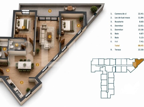 Apartament de vânzare 3 camere Intre Lacuri - 154925AV | BLITZ Cluj-Napoca | Poza1
