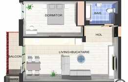 2 camere, 57,57 mp, semifinisat, zona Polus Center