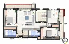 4 camere, 102,97 mp, semifinisat, imobil nou, terasa, zona Polus Center