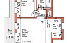 Vanzare apartament 2 camere, 50,43 mp, semifinisat, terasa, zona Calea Turzii