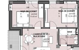 Apartament modern, semifinisat, cu 3 camere, in Apahida 
