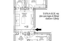 2 camere, 47,25 mp, semidecomandat, semifinisat, zona Metro