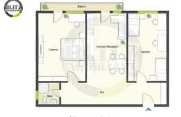 De vanzare 2 camere, 57 mp, balcon, parcare! Zona strazii Eroilor!