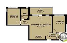 De vanzare 3 camere, 66 mp, parcare! Finalizare 2017!