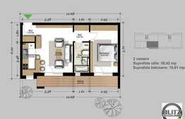 2 camere, 50,42 mp, balcon, semifinisat! Finalizare 2017! Optional parcare!