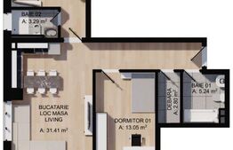 Apartament 3 camere, 68mp, 2bai, terasa 15mp, parcare, zona centrala