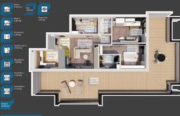 Apartament penthouse cu terasa 86 mp, si parcare subterana in Buna ziua 