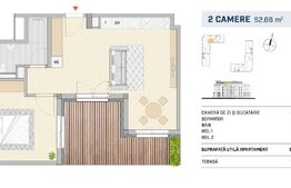 Apartament 2 camere finisat lux, terasa, SEMICENTRAL