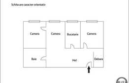 De vanzare apartament 3 camere, 40 mp, etaj intermediar, zona Piata Hermes