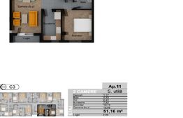 Apartament 2 camere decomandat, 51.16 mp, CF, zona Terra