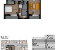 Apartament 2 camere decomandat, 50.88 mp, CF, zona Terra