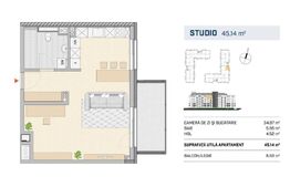Studio 45mp, etaj intermediar, Finisat, zona Semicentrala