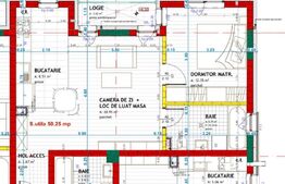 Apartament cu 2 camere, semifinisat, 50 mp utili, etaj II, zona Eroilor