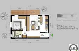 De vanzare 2 camere, 50 mp, balcon, zona Eroilor!