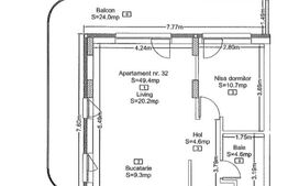 Apartament 2 camere, 50mp, etaj intermediar, parcare, terasa 24mp, zona Eroilor