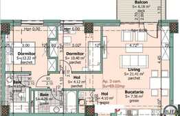 Vanzare apartament 3 camere, 68 mp, semifinisat, zona centrala