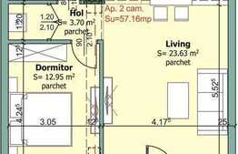 Vanzare apartament 2 camere, 57 mp, semifinisat, zona centrala