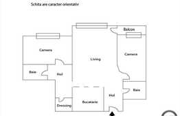 Apartament de vanzare cu 3 camere, semidecomandat, partial mobilat, in bloc nou