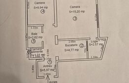 Apartament  de vanzare cu 2 camere, 40 mp, zona Manastur