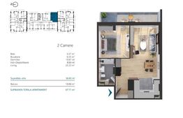 Apartament modern, de 2 camere, etaj 2/7, 57 mp, parcare subterana inclusa