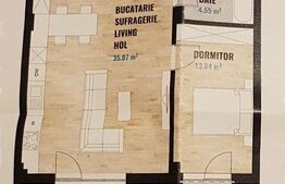 Apartament cu 2 camere open-space, 53 mp + balcon 6 mp, zona Europa-Calea Turzii