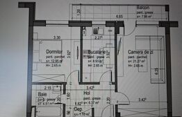 Apartament de vanzare, 2 camere decomandat, 53 mp, zona Tractorul 