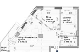 Apartament de vanzare, cu 3 camere, 66,5mp + balcon, zona Tractorul 