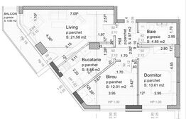 Apartament de vanzare, cu 3 camere, 65 mp + balcon, zona Tractorul 