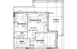 Apartament  modern 2 camere, 46 mp, 30 mp terasa, parcare subterana, zona Vivo