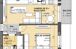 Apartament 2 camere, 43mp, gradina, in Apahida 