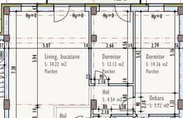 Apartament cu 3 camere, 2 bai, 81,62 mp, semifinisat, TVA inclus, zona Mărăști